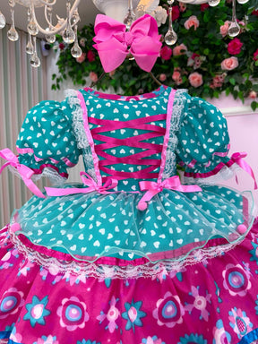 Vestido Bella Child Junino Arraiá Encanto do Interior Verde - Leveza e Elegância para Meninas | Bebeloo Kids