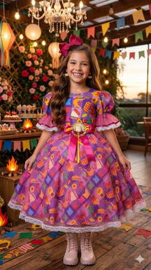 Vestido Marie Junino Luxo Luz da Fogueira - Leveza e Elegância para Meninas | Bebeloo Kids