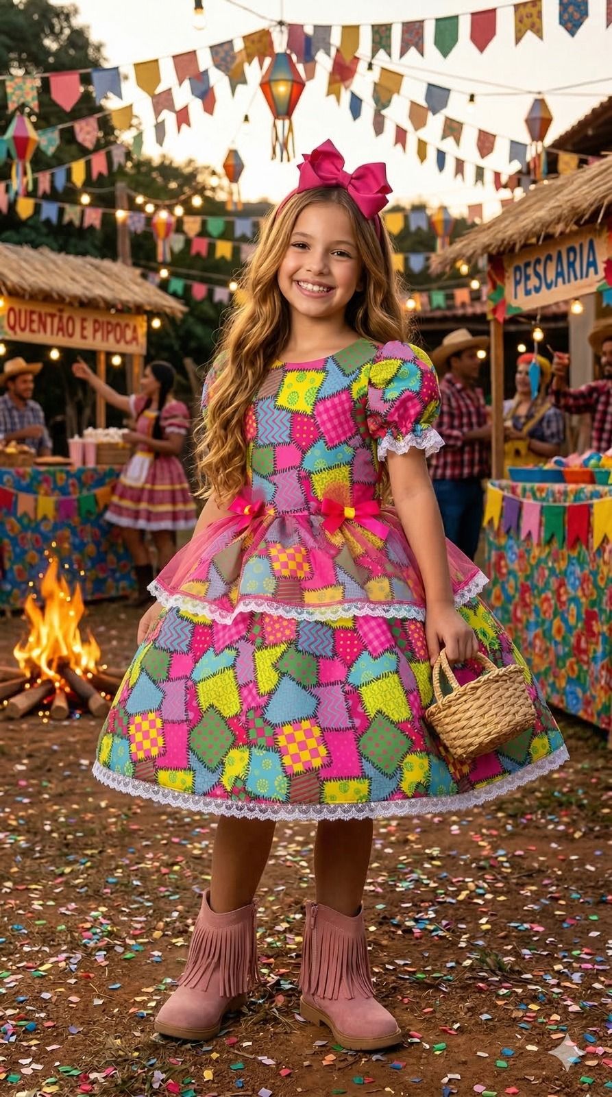 Vestido Mini Miss Junino Sertão Animado Pink - Leveza e Elegância para Meninas | Bebeloo Kids