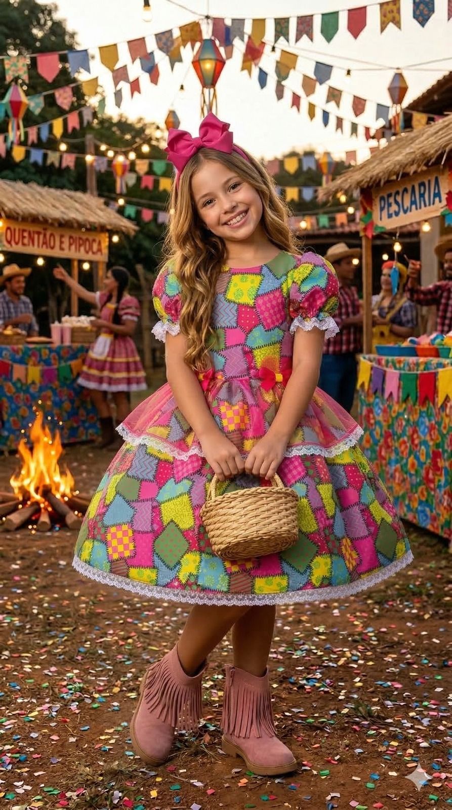 Vestido Mini Miss Junino Sertão Animado Pink - Leveza e Elegância para Meninas | Bebeloo Kids