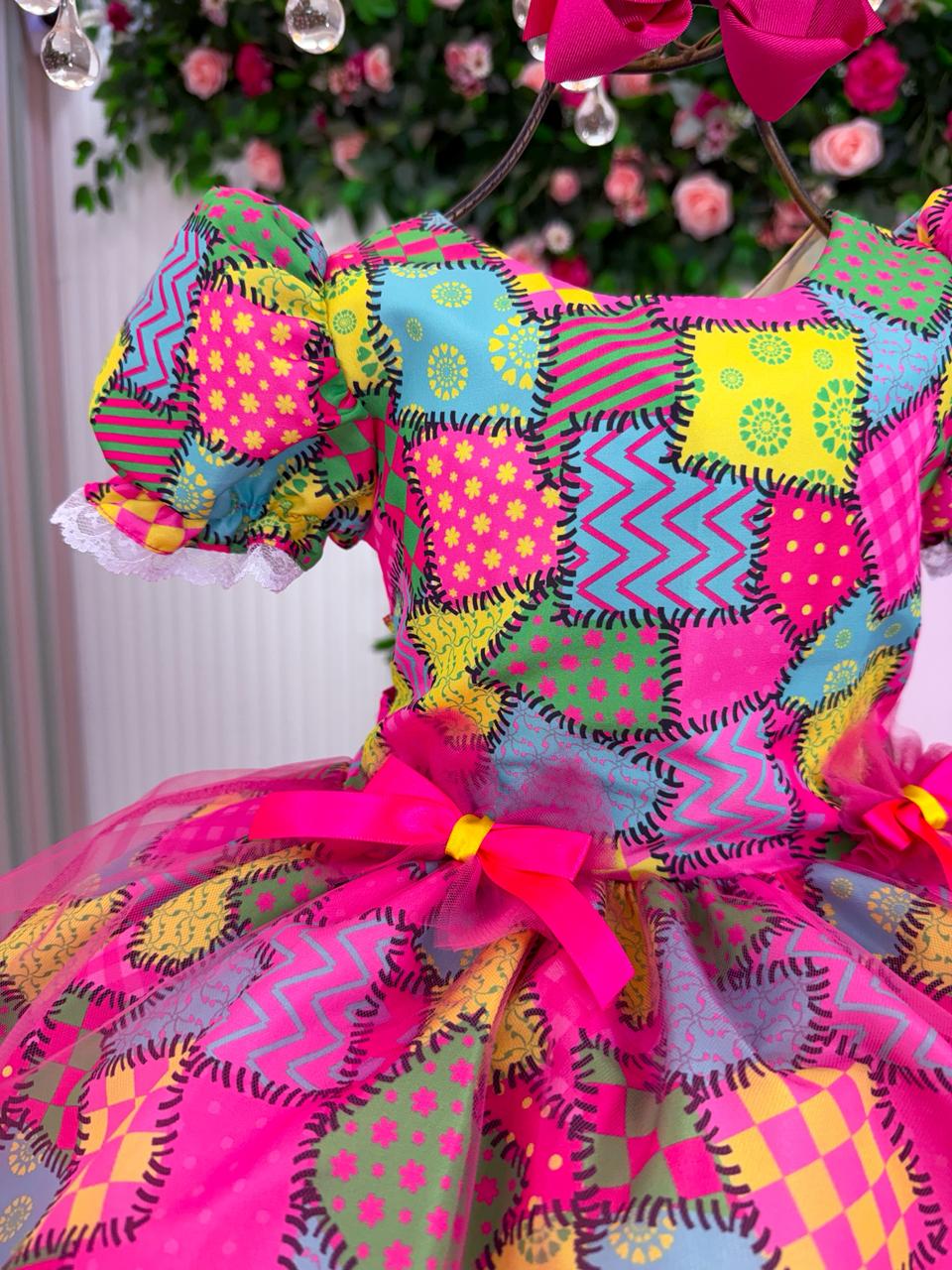 Vestido Mini Miss Junino Sertão Animado Pink - Leveza e Elegância para Meninas | Bebeloo Kids