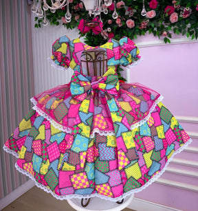 Vestido Mini Miss Junino Sertão Animado Pink - Leveza e Elegância para Meninas | Bebeloo Kids