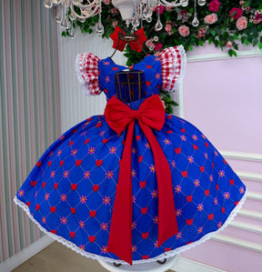 Vestido Mini Miss Junino Sertão Amor Caipira Azul Royal - Leveza e Elegância para Meninas | Bebeloo Kids