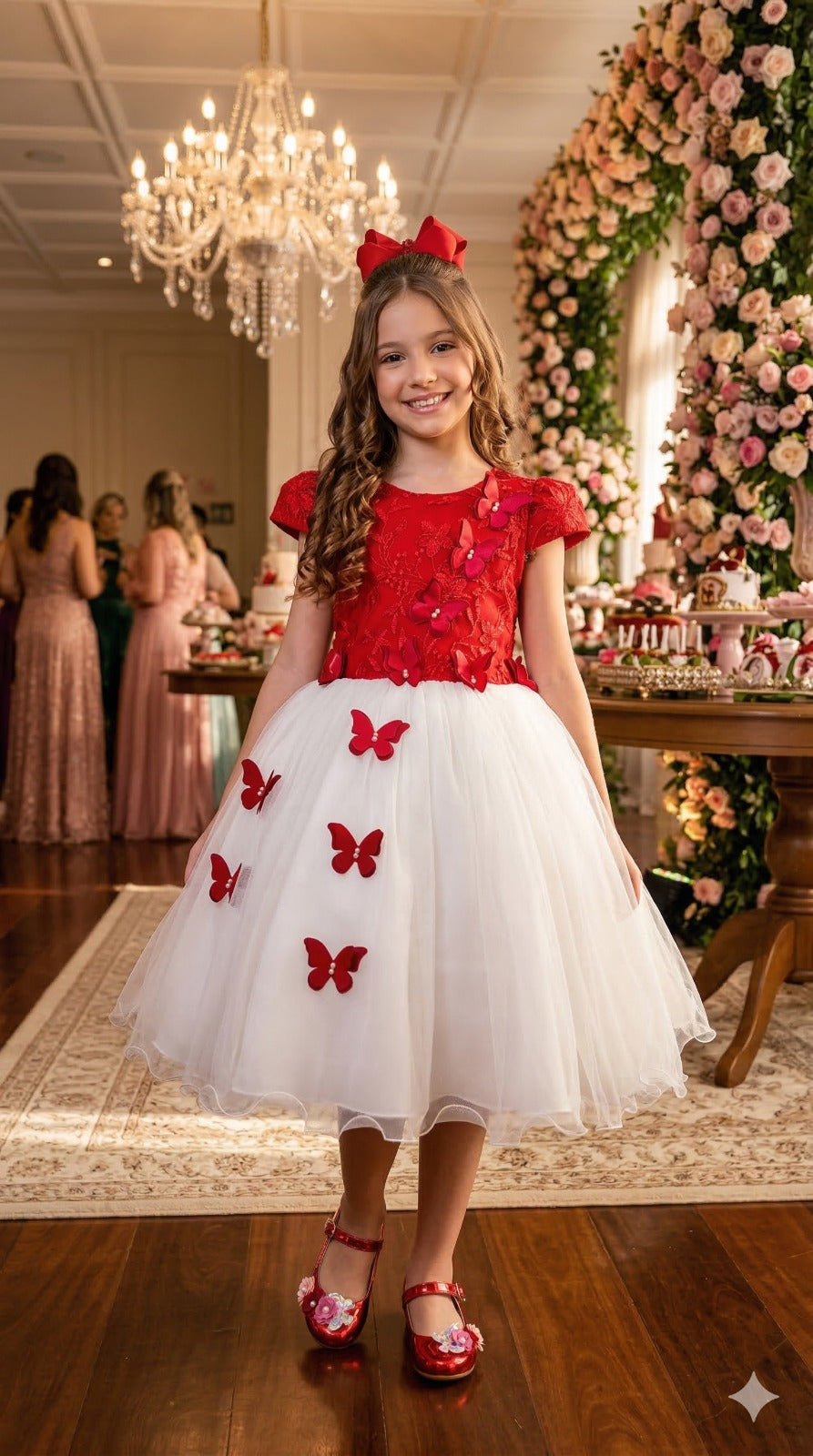 Vestido Juvenil - Midi Vila Lele Sabrina Vermelho e Off - Leveza e Elegância para Meninas | Bebeloo Kids