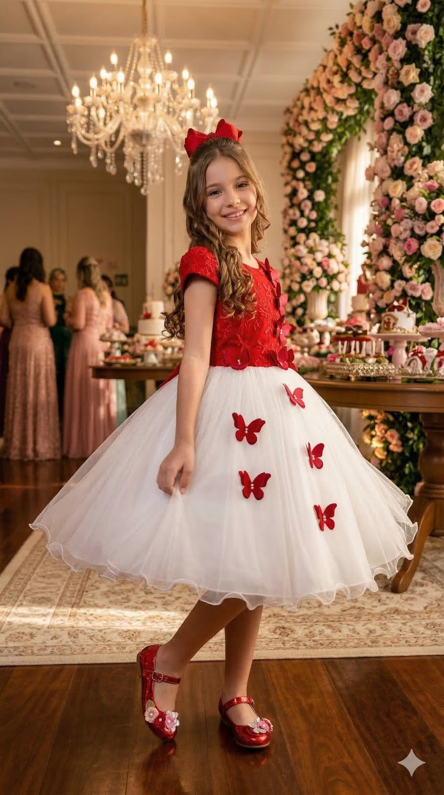 Vestido Juvenil - Midi Vila Lele Sabrina Vermelho e Off - Leveza e Elegância para Meninas | Bebeloo Kids