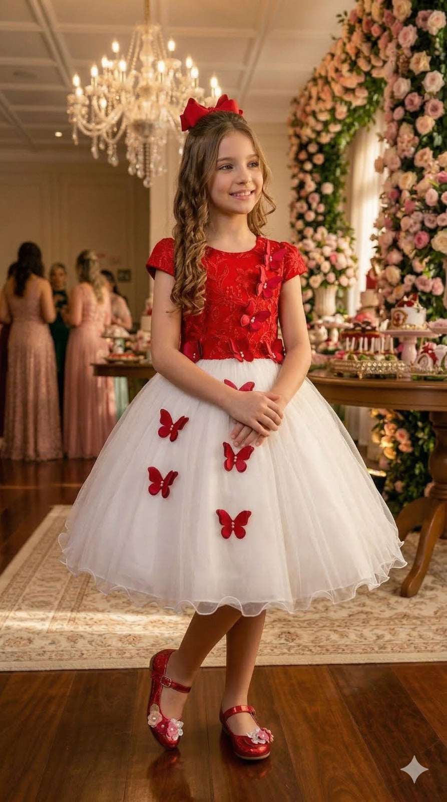 Vestido Juvenil - Midi Vila Lele Sabrina Vermelho e Off - Leveza e Elegância para Meninas | Bebeloo Kids