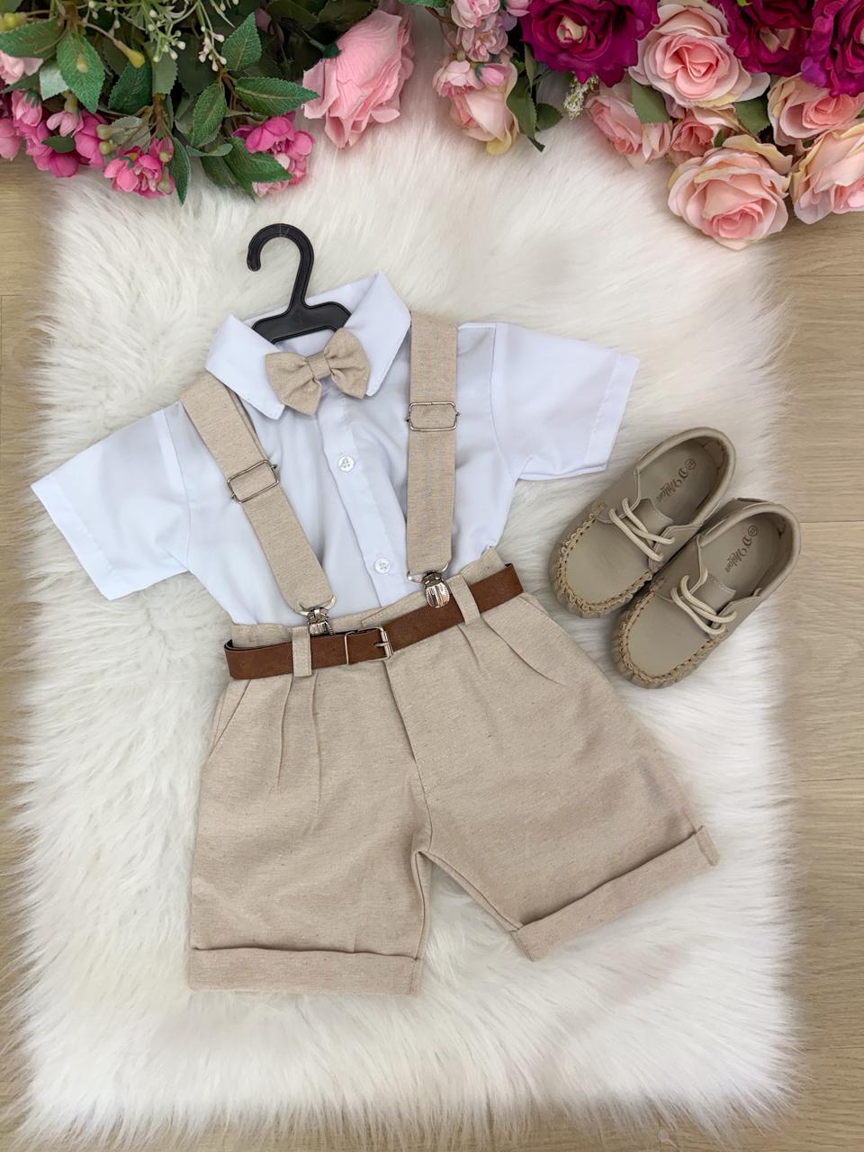 Conjunto Miss Cherry Social Linho Shorts Gustavo Modelo 2 - Estilo Delicado para o Dia a Dia | Bebeloo Kids