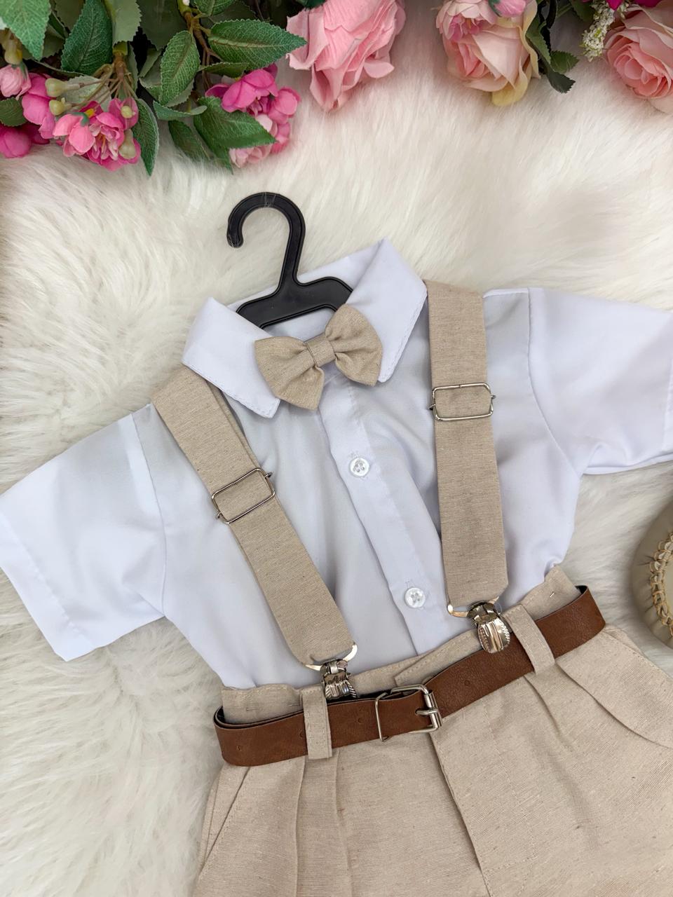Conjunto Miss Cherry Social Linho Shorts Gustavo Modelo 2 - Estilo Delicado para o Dia a Dia | Bebeloo Kids