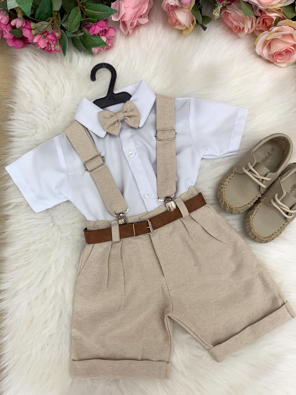 Conjunto Miss Cherry Social Linho Shorts Gustavo Modelo 2 - Estilo Delicado para o Dia a Dia | Bebeloo Kids
