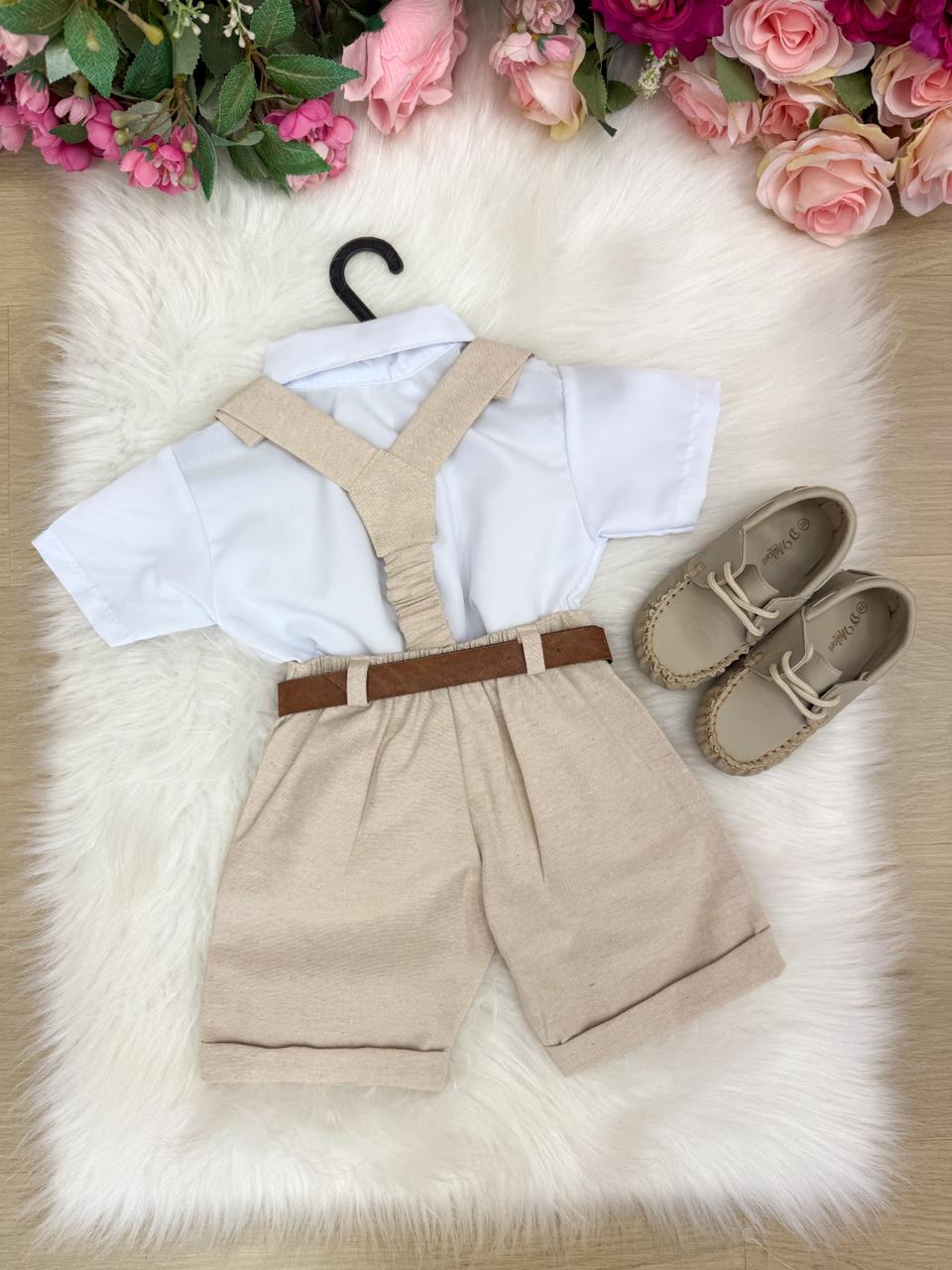 Conjunto Miss Cherry Social Linho Shorts Gustavo Modelo 2 - Estilo Delicado para o Dia a Dia | Bebeloo Kids