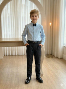 Conjunto Social Miss Cherry Henrique Azul Calça Preta - Estilo Delicado para o Dia a Dia | Bebeloo Kids