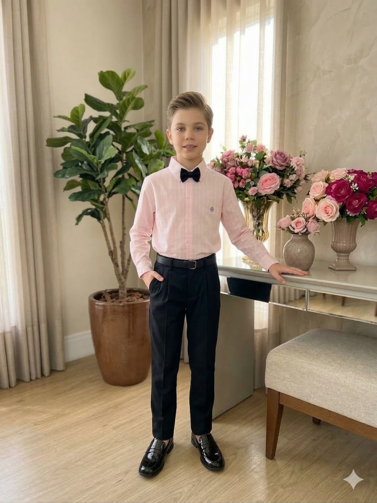 Conjunto Social Miss Cherry Henrique Rosa Calça Preta - Estilo Delicado para o Dia a Dia | Bebeloo Kids