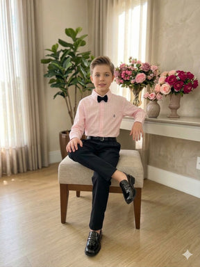 Conjunto Social Miss Cherry Henrique Rosa Calça Preta - Estilo Delicado para o Dia a Dia | Bebeloo Kids