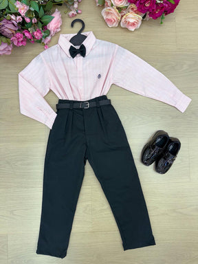 Conjunto Social Miss Cherry Henrique Rosa Calça Preta - Estilo Delicado para o Dia a Dia | Bebeloo Kids