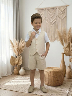Conjunto Social Miss Cherry Leandro Colete Linho - Estilo Delicado para o Dia a Dia | Bebeloo Kids