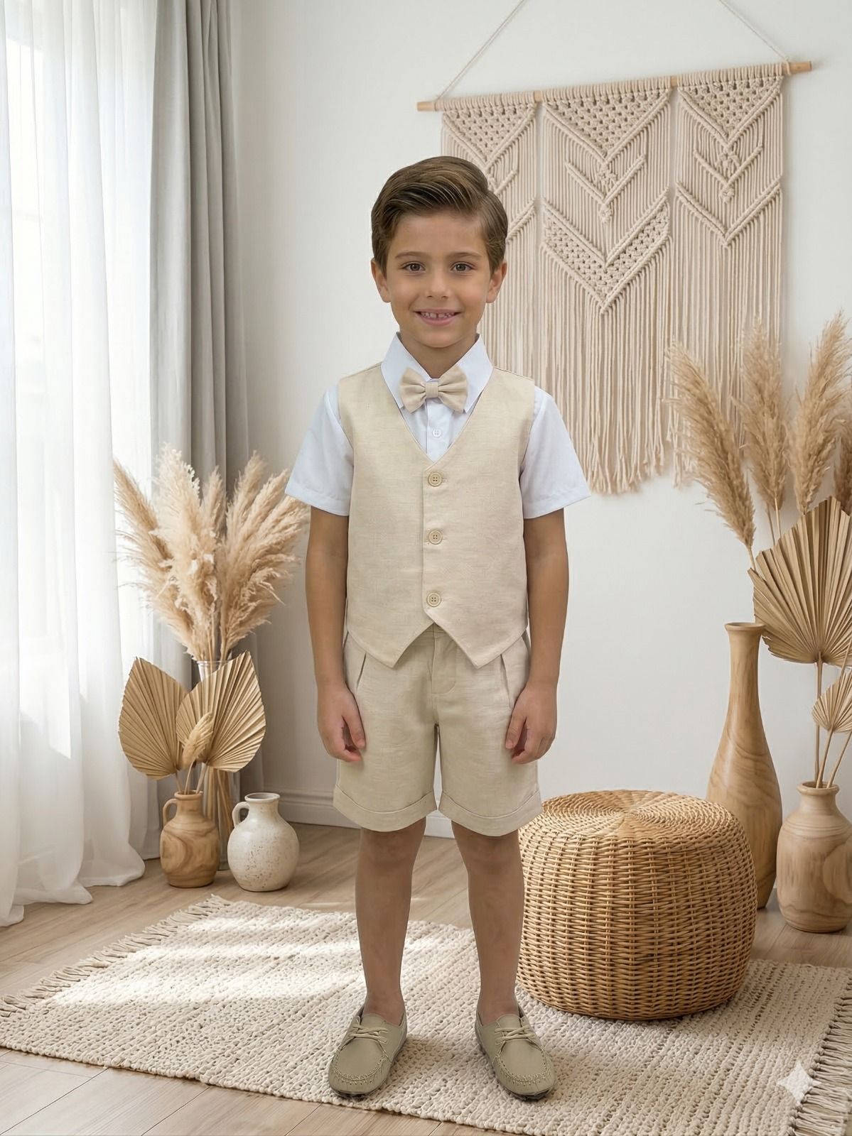 Conjunto Social Miss Cherry Leandro Colete Linho - Estilo Delicado para o Dia a Dia | Bebeloo Kids