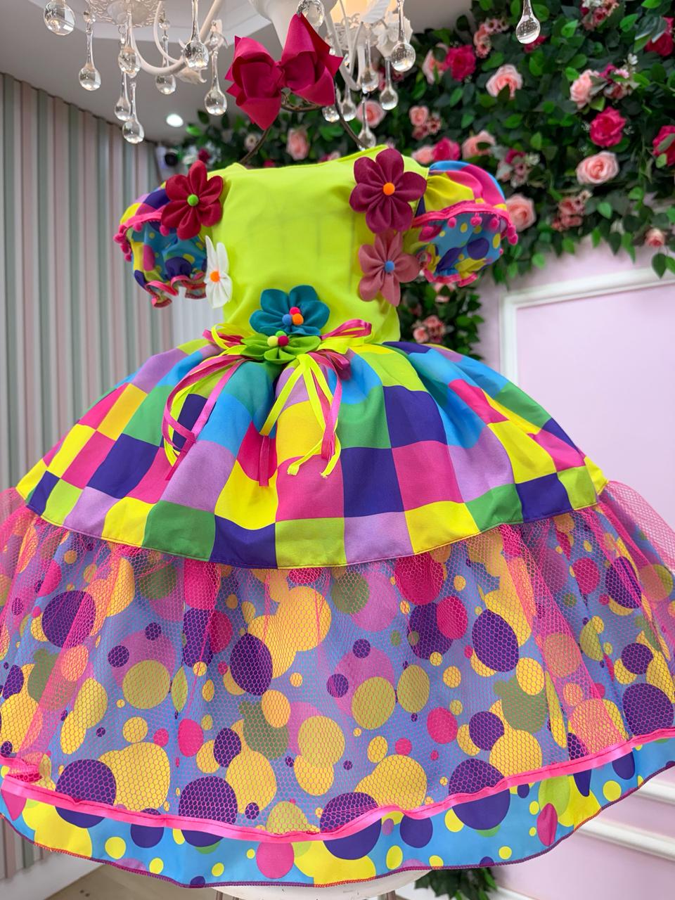 Vestido Marie Junino Luxo Arraia da Aquarela - Leveza e Elegância para Meninas | Bebeloo Kids