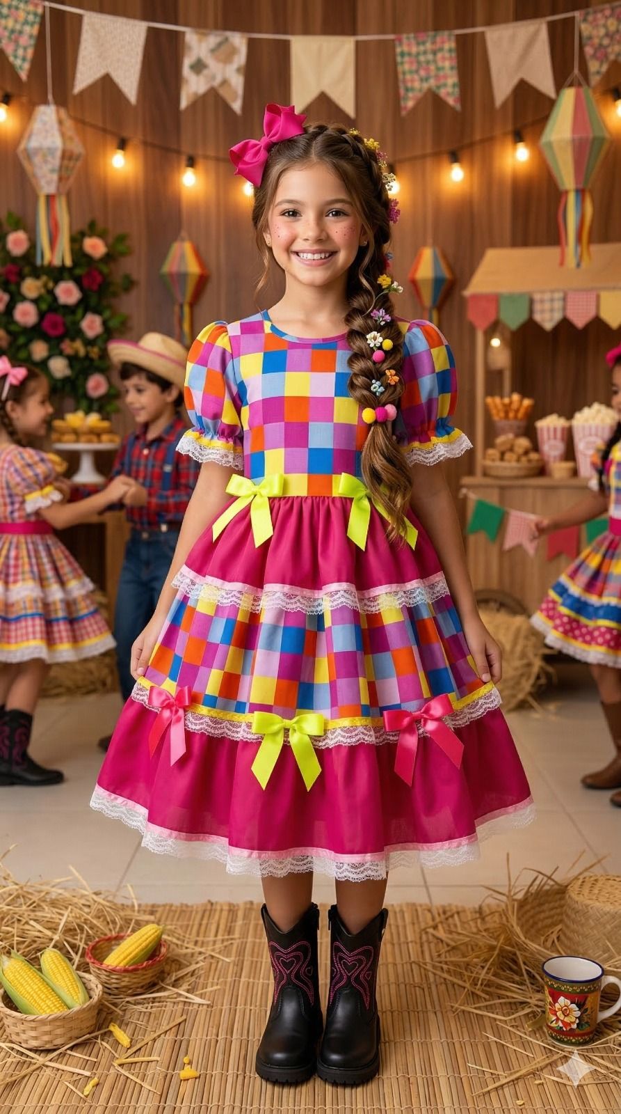 Vestido Junino Mimadine Luxo Amora - Leveza e Elegância para Meninas | Bebeloo Kids