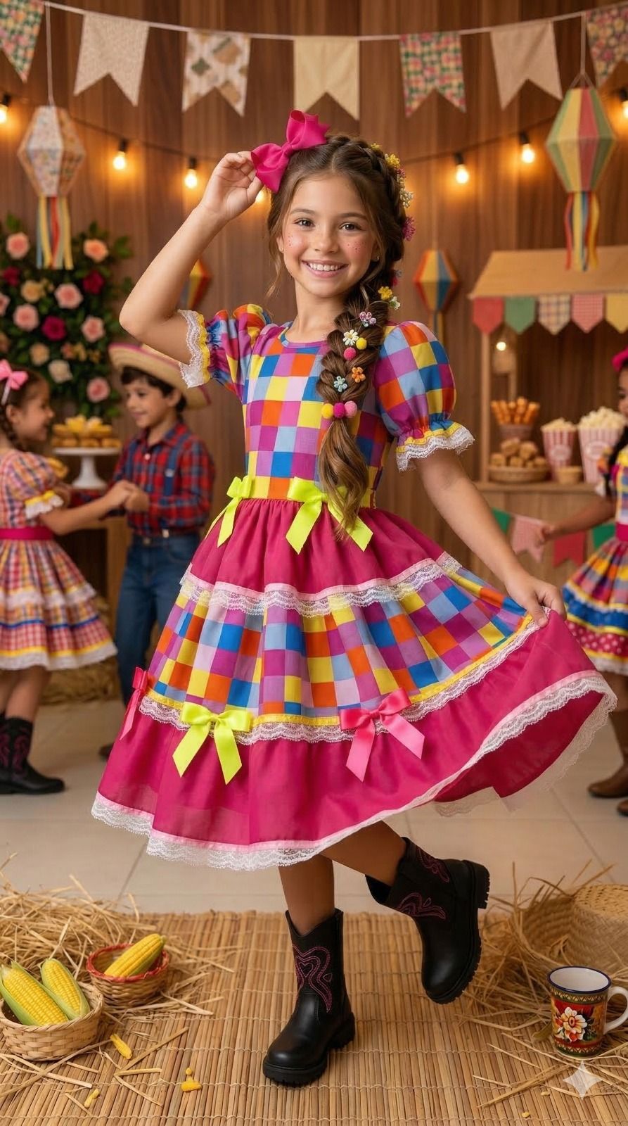 Vestido Junino Mimadine Luxo Amora - Leveza e Elegância para Meninas | Bebeloo Kids