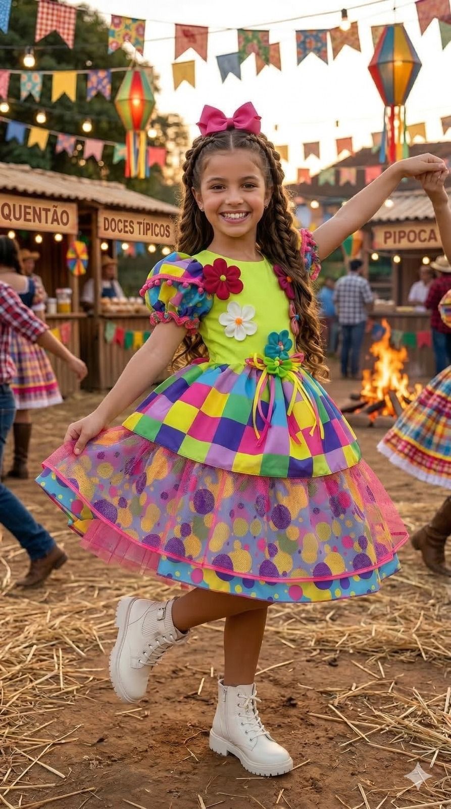 Vestido Marie Junino Luxo Arraia da Aquarela - Leveza e Elegância para Meninas | Bebeloo Kids