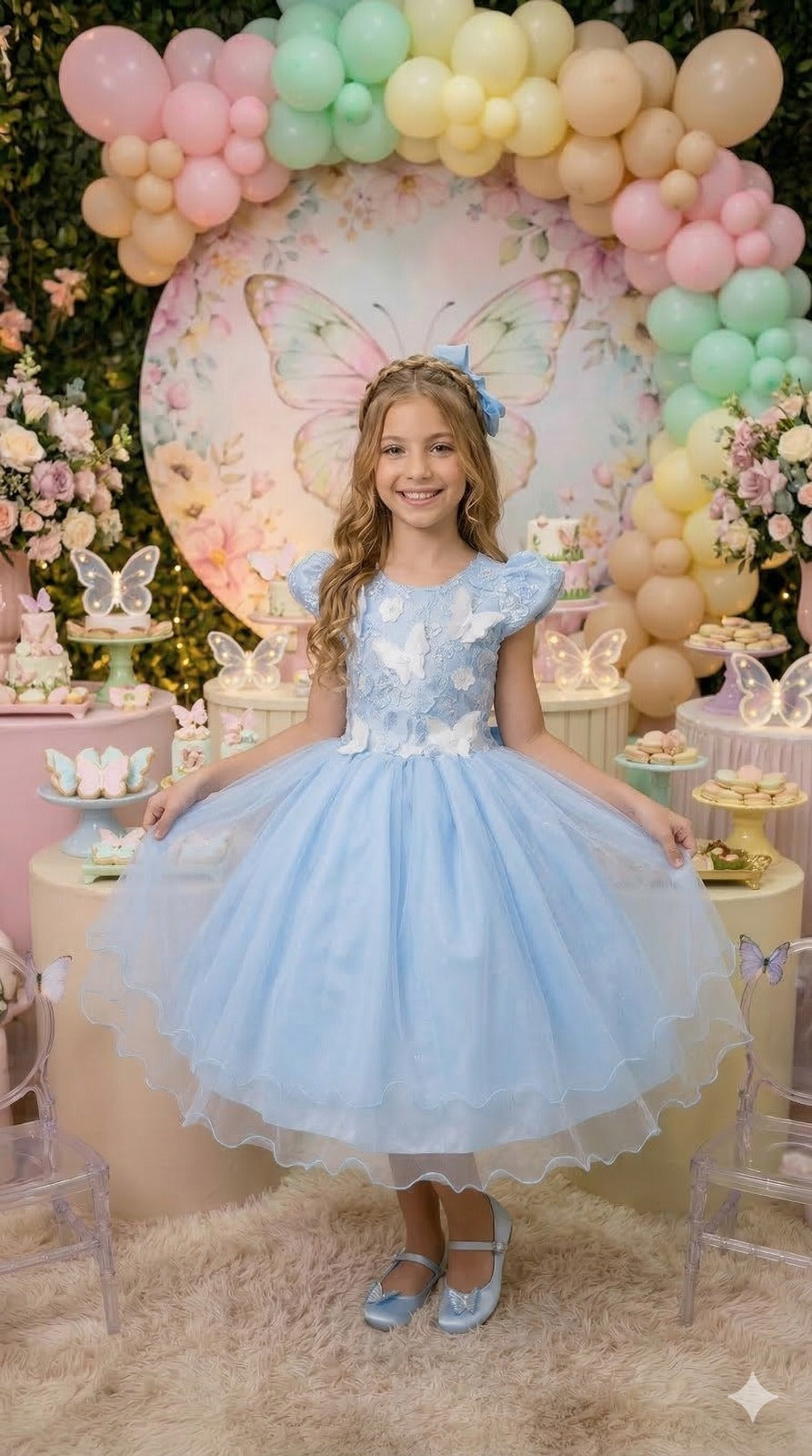 Vestido Marie Jardim Encantado Mel Azul Bebê - Leveza e Elegância para Meninas | Bebeloo Kids