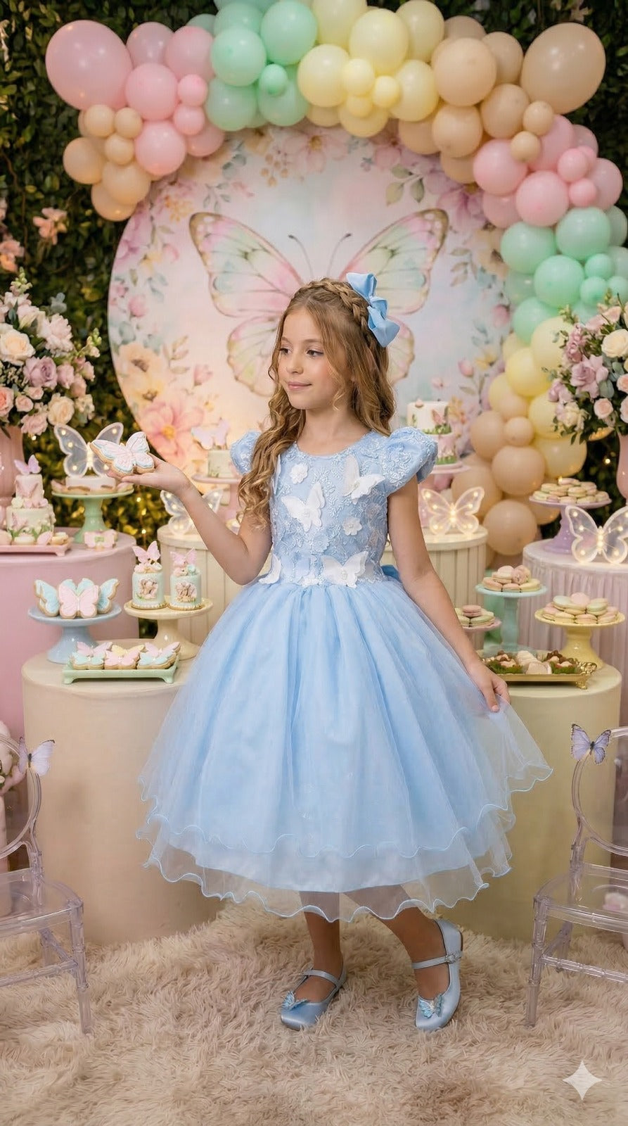Vestido Marie Jardim Encantado Mel Azul Bebê - Leveza e Elegância para Meninas | Bebeloo Kids