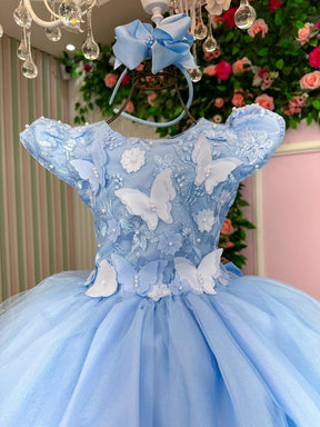 Vestido Marie Jardim Encantado Mel Azul Bebê - Leveza e Elegância para Meninas | Bebeloo Kids