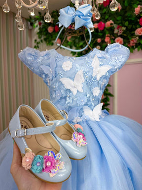 Vestido Marie Jardim Encantado Mel Azul Bebê - Leveza e Elegância para Meninas | Bebeloo Kids