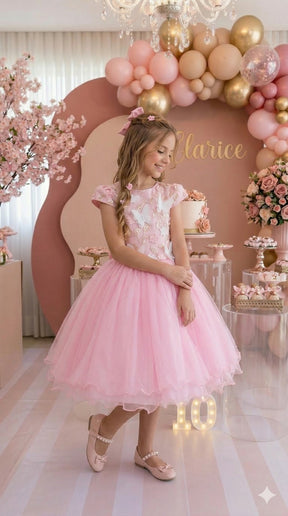 Vestido Marie Jardim Encantado Mel Rosa Bebe (VESTMRKDSJDMENCTROS)