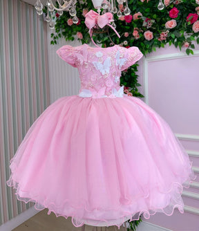 Vestido Marie Jardim Encantado Mel Rosa Bebe (VESTMRKDSJDMENCTROS)