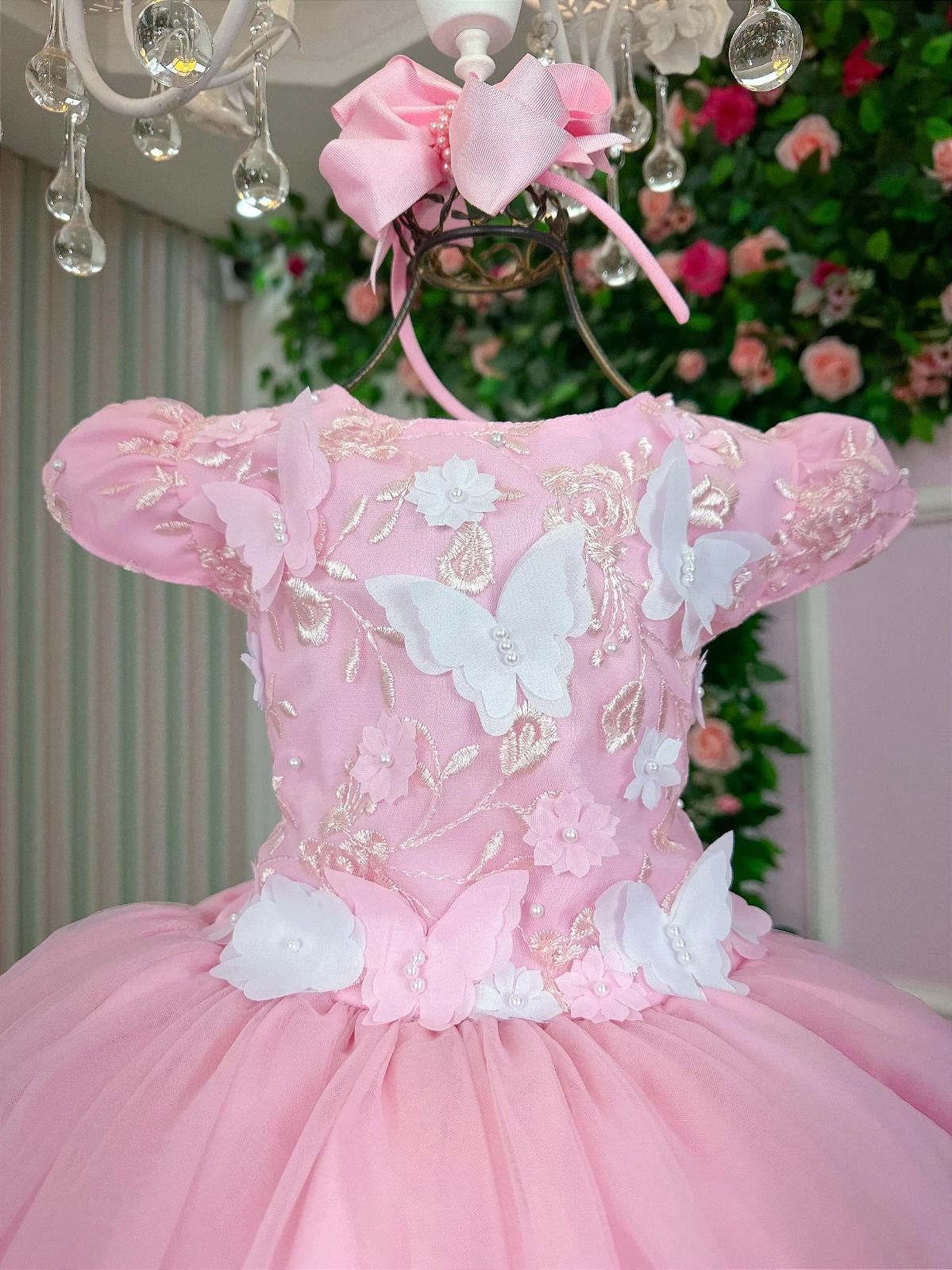Vestido Marie Jardim Encantado Mel Rosa Bebe (VESTMRKDSJDMENCTROS)