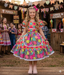 Vestido Mini Miss Junino Magia do Sertão - Leveza e Elegância para Meninas | Bebeloo Kids