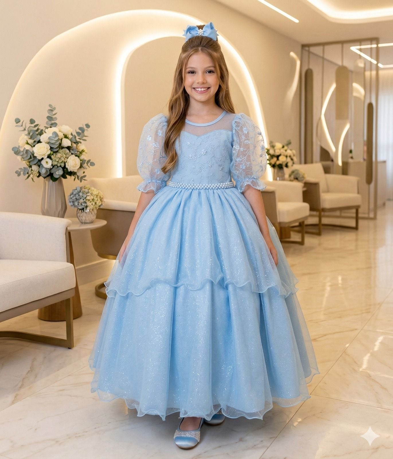 Vestido Bella Child Longo Eva Azul Bebe - Leveza e Elegância para Meninas | Bebeloo Kids