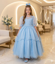 Vestido Bella Child Longo Eva Azul Bebe - Leveza e Elegância para Meninas | Bebeloo Kids