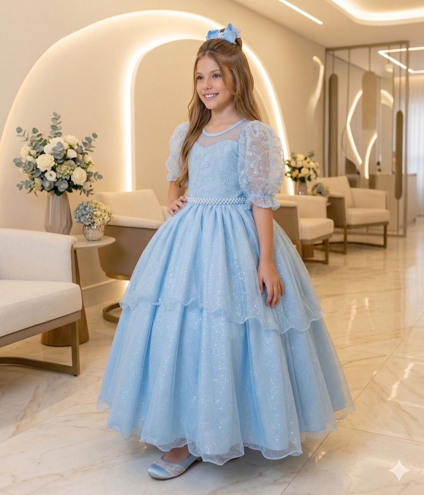 Vestido Bella Child Longo Eva Azul Bebe - Leveza e Elegância para Meninas | Bebeloo Kids
