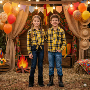 Camisa Flanelada Xadrez Junina Rian Amarelo - Elegância e Conforto para os Pequenos | Bebeloo Kids