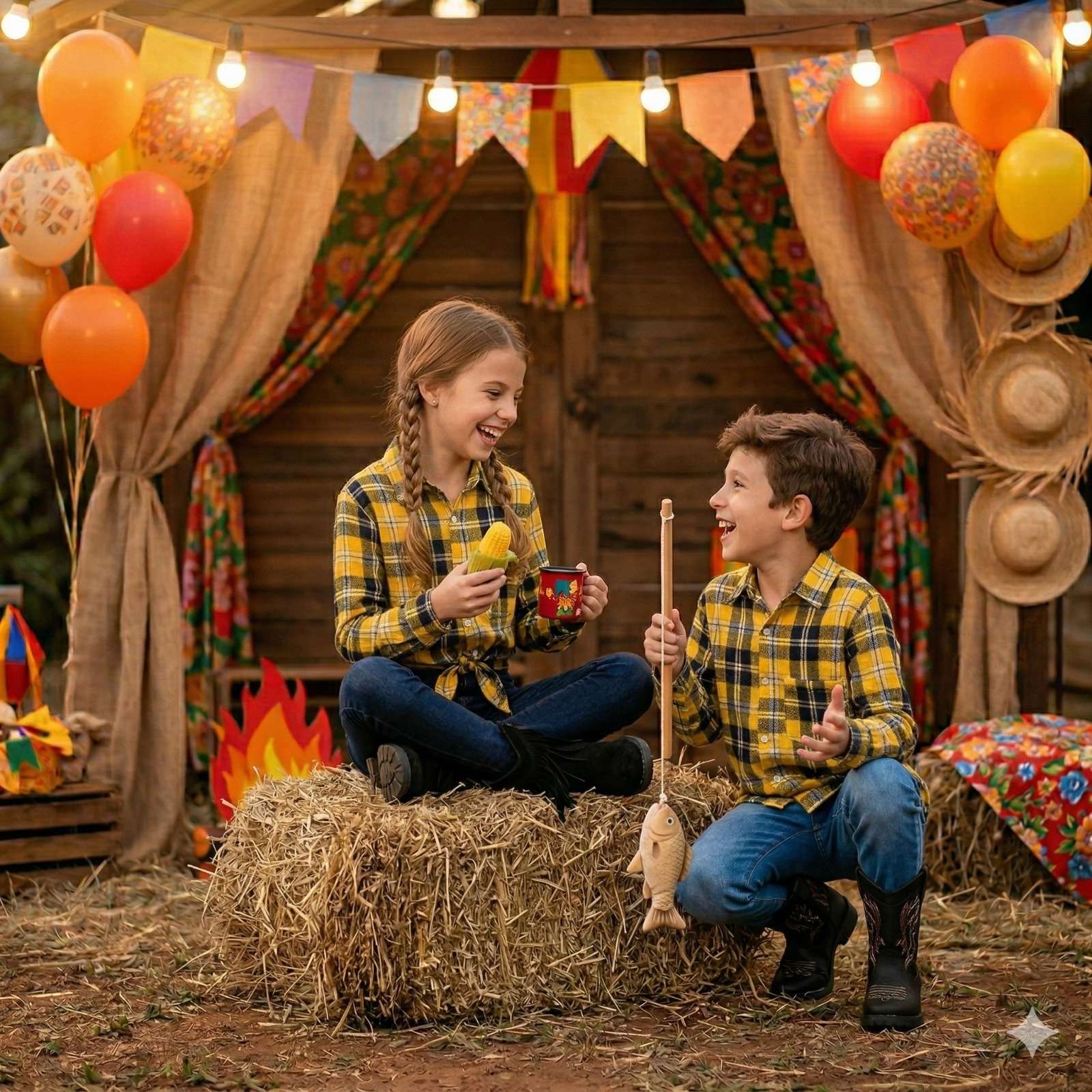 Camisa Flanelada Xadrez Junina Rian Amarelo - Elegância e Conforto para os Pequenos | Bebeloo Kids