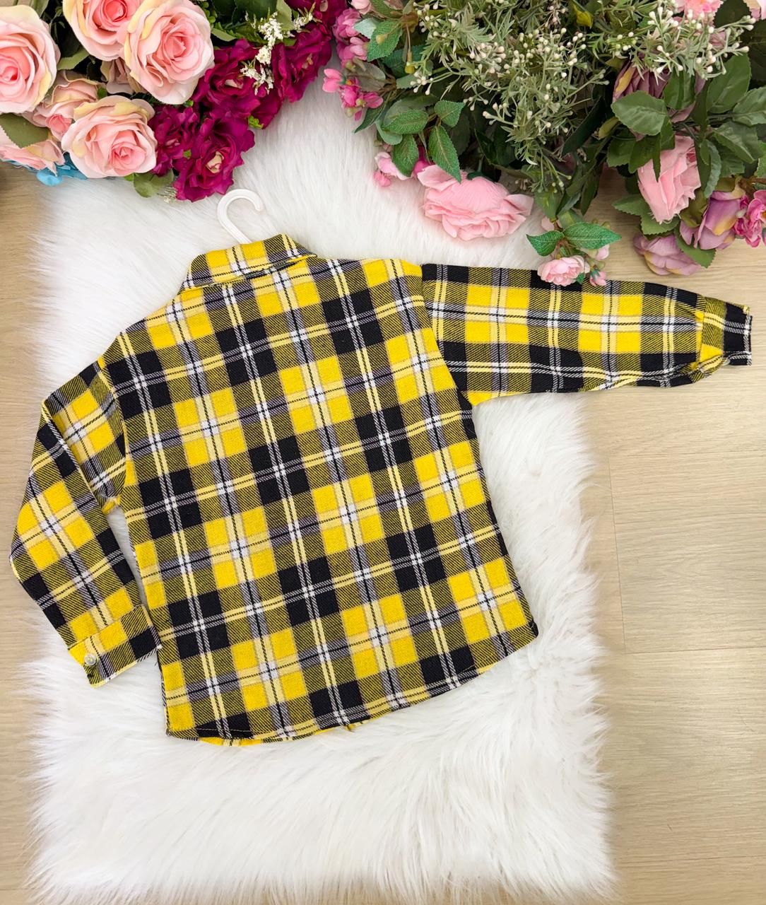 Camisa Flanelada Xadrez Junina Rian Amarelo - Elegância e Conforto para os Pequenos | Bebeloo Kids