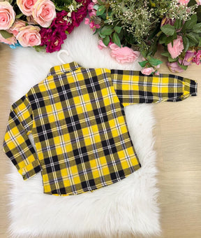 Camisa Flanelada Xadrez Junina Rian Amarelo - Elegância e Conforto para os Pequenos | Bebeloo Kids