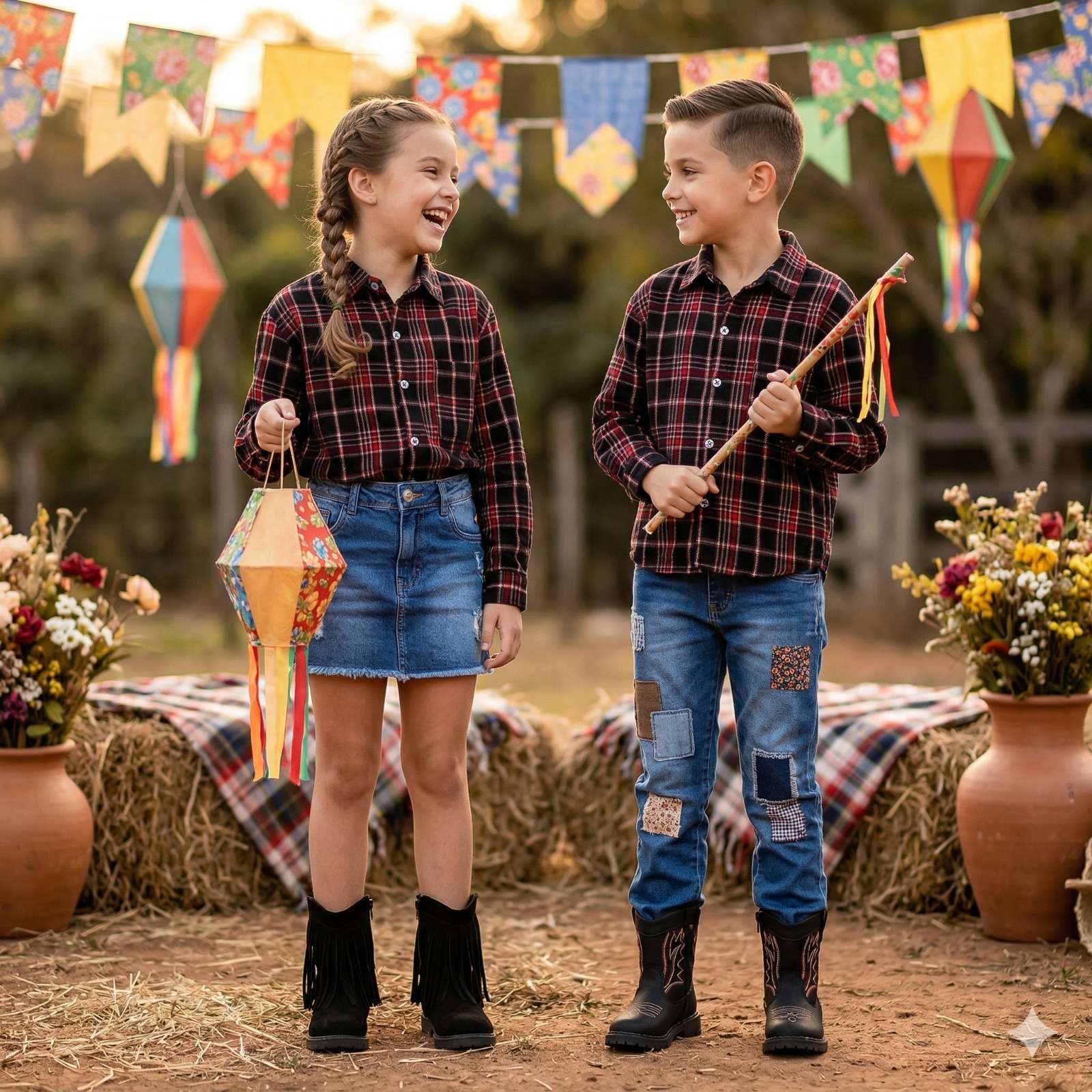Camisa Flanelado Xadrez Junina Bento Preto - Elegância e Conforto para os Pequenos | Bebeloo Kids