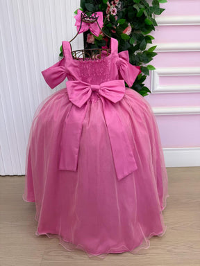 Vestido Banana Club Longo Doce Elegancia Rosa Chiclete - Leveza e Elegância para Meninas | Bebeloo Kids