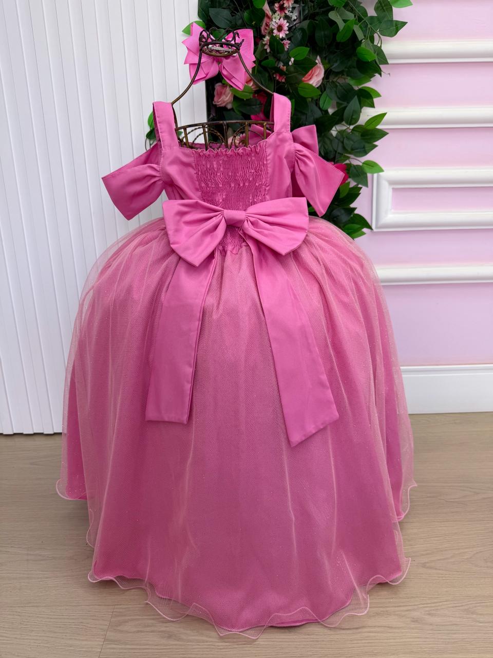 Vestido Banana Club Longo Doce Elegancia Rosa Chiclete - Leveza e Elegância para Meninas | Bebeloo Kids