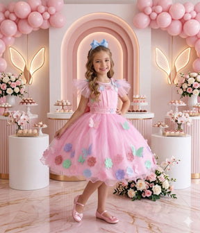 Vestido Marie Jardim Encantado Isis Luxinho Rosa - Leveza e Elegância para Meninas | Bebeloo Kids