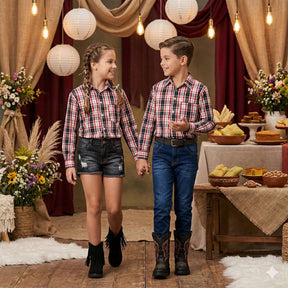 Camisa Junina Xadrez Liam Branco - Elegância e Conforto para os Pequenos | Bebeloo Kids