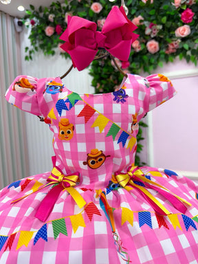 Vestido Junino Temáticos Kids Luxo Bolo Fofo Rosa - Leveza e Elegância para Meninas | Bebeloo Kids