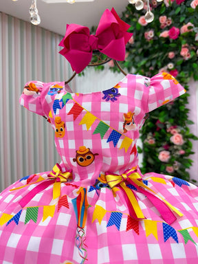 Vestido Junino Temáticos Kids Luxo Bolo Fofo Rosa - Leveza e Elegância para Meninas | Bebeloo Kids