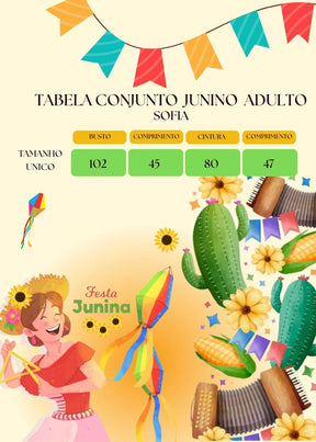Conjunto Banana Club Junino Luxo Adulto Sofia Rosa - Estilo Delicado para o Dia a Dia | Bebeloo Kids
