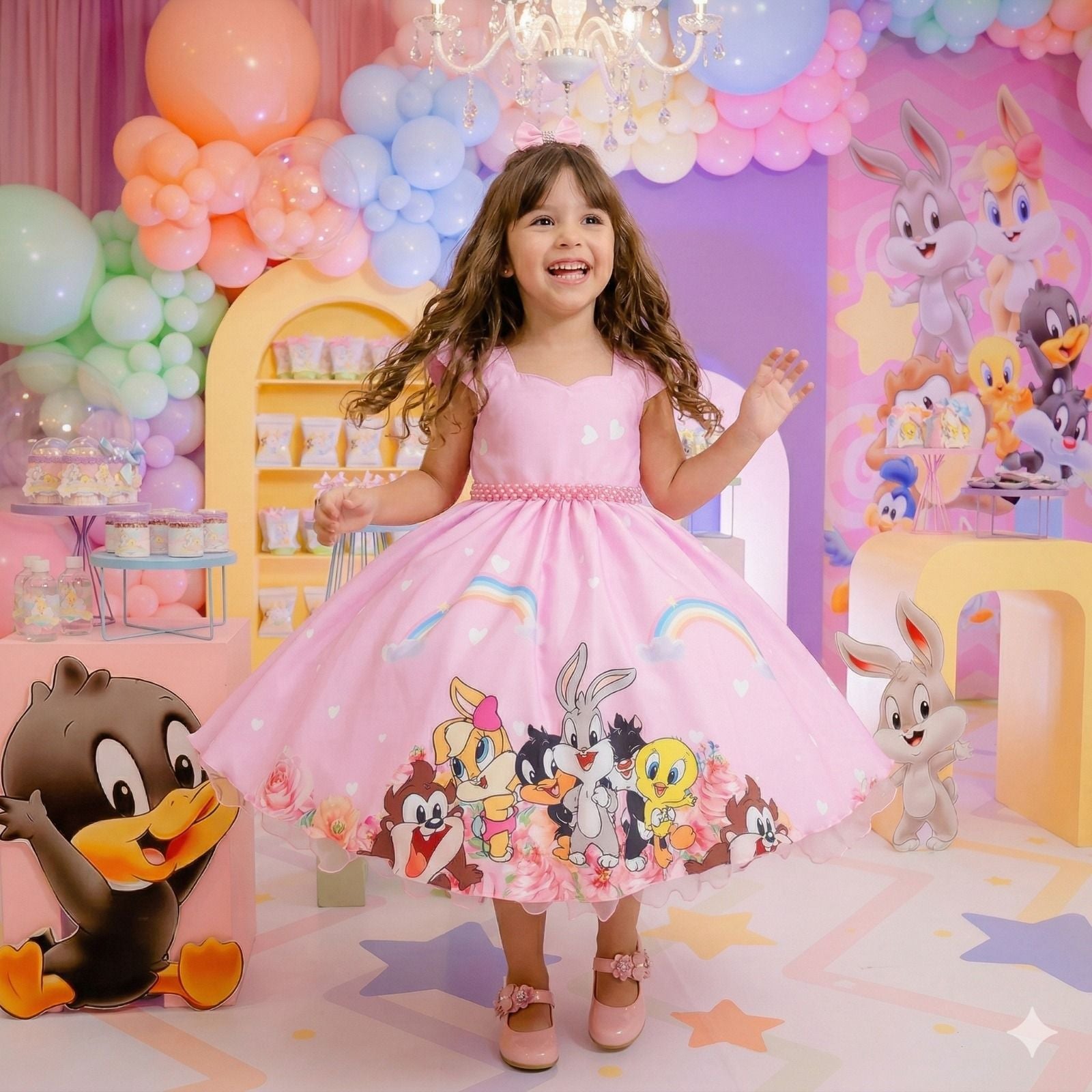 Vestido Ysa Kids Looney Tunes Baby Rosa - Leveza e Elegância para Meninas | Bebeloo Kids