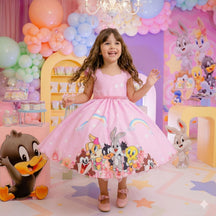 Vestido Ysa Kids Looney Tunes Baby Rosa - Leveza e Elegância para Meninas | Bebeloo Kids