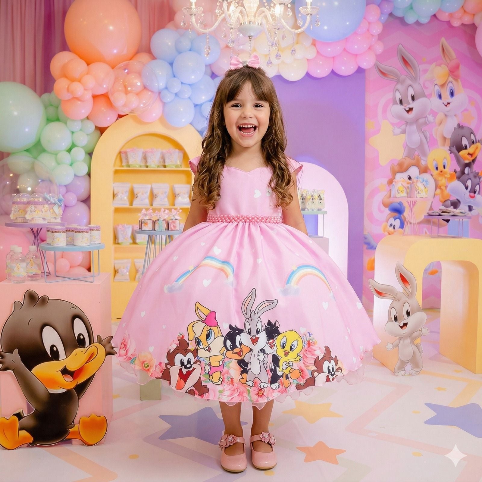 Vestido Ysa Kids Looney Tunes Baby Rosa - Leveza e Elegância para Meninas | Bebeloo Kids